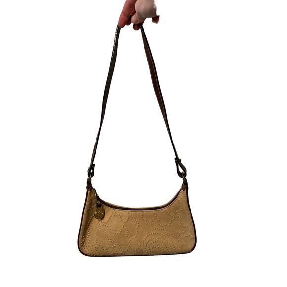 Brahmin Vintage Tan Suede Leather Brown Baguette Purse - Picture 2 of 9